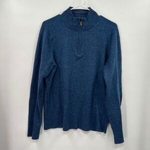 Smartwool Men's Blue Heathered 1/4 Zip Merino Wool Blend Sweater Size M